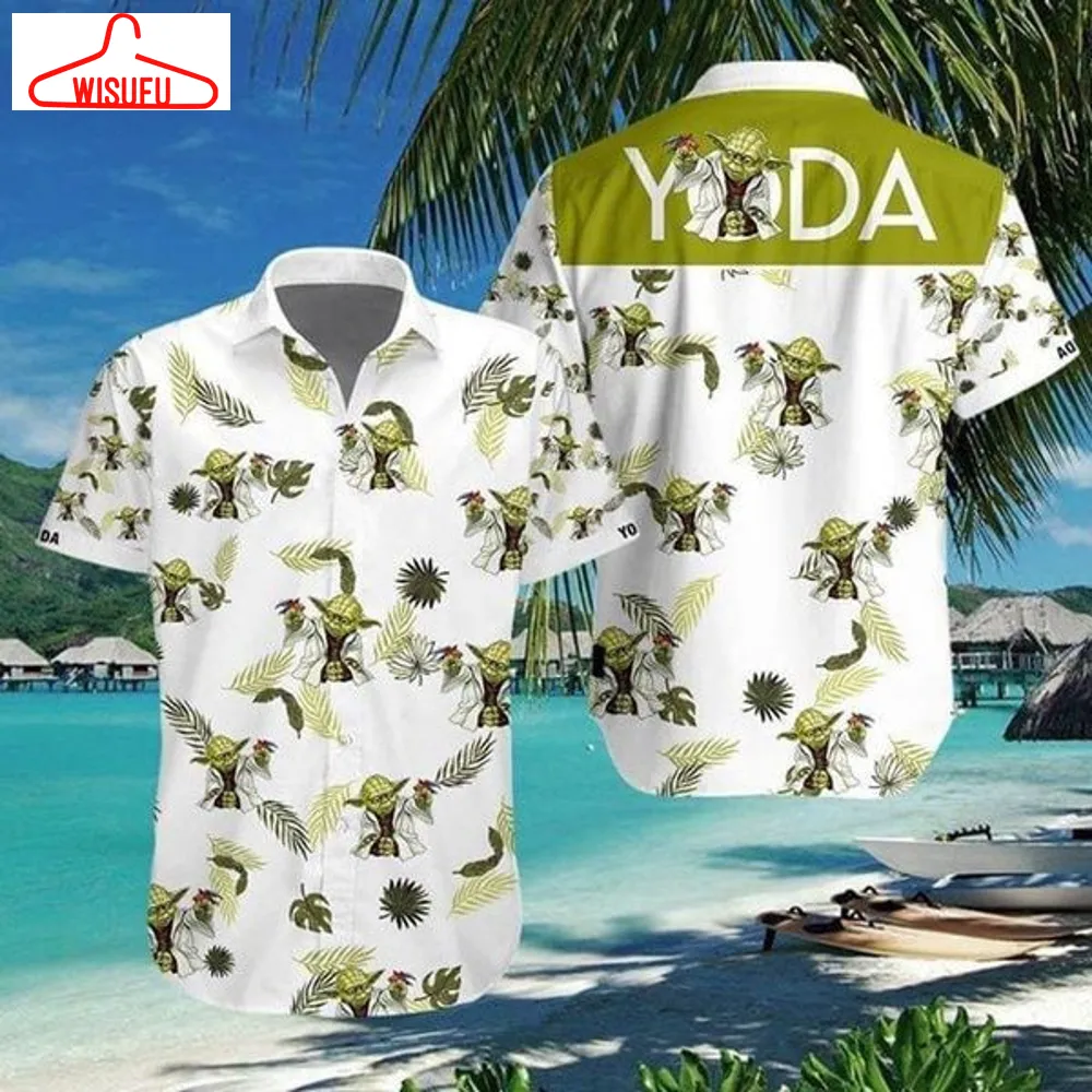 Baby Yoda Tropical Graphic Print Short Sleeve Hawaiian Casual Shirt Size S - 5xl, New Fashion, Best Gift Ideas, New Fashion Gifts