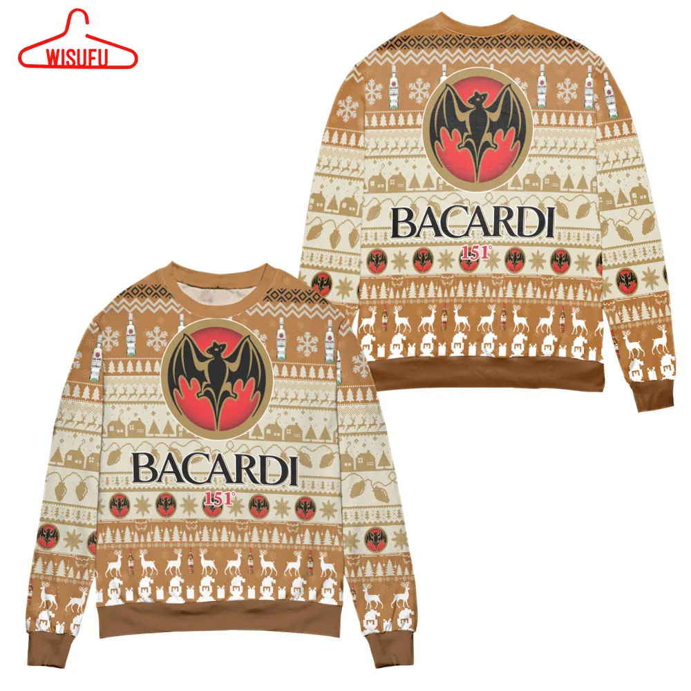 Bacardi 151 Reindeer Pattern Ugly Christmas Sweater