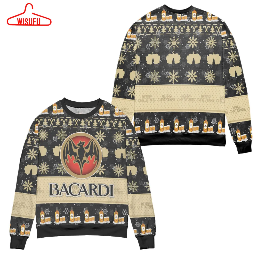 Bacardi Rum Snowflake Pattern Ugly Christmas Sweater