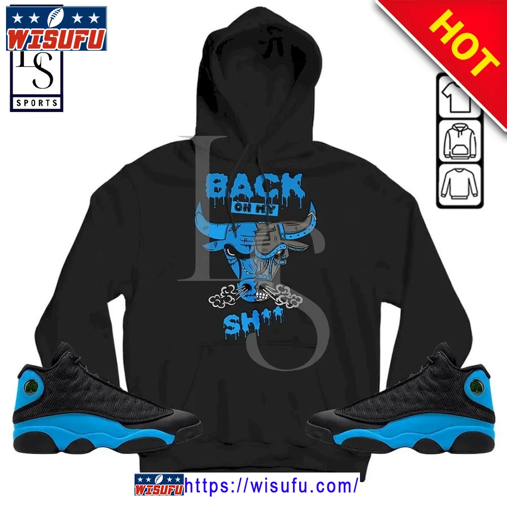 Back Bull Sneaker Match Black University Blue Hoodie