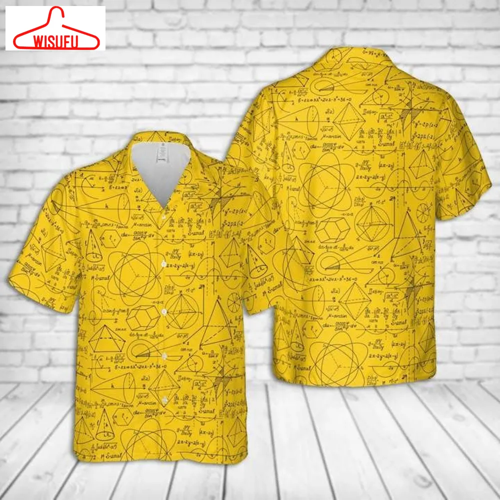 Back To School Math Education Pattern Yellow Hawaiian Shirt