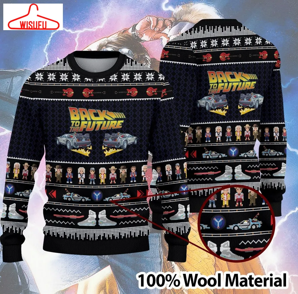 Back To The Future Ugly Knitted Christmas Sweatshirt, Back To The Future Xmas Sweater, Christmas Sweater, Ugly Christmas Sweater