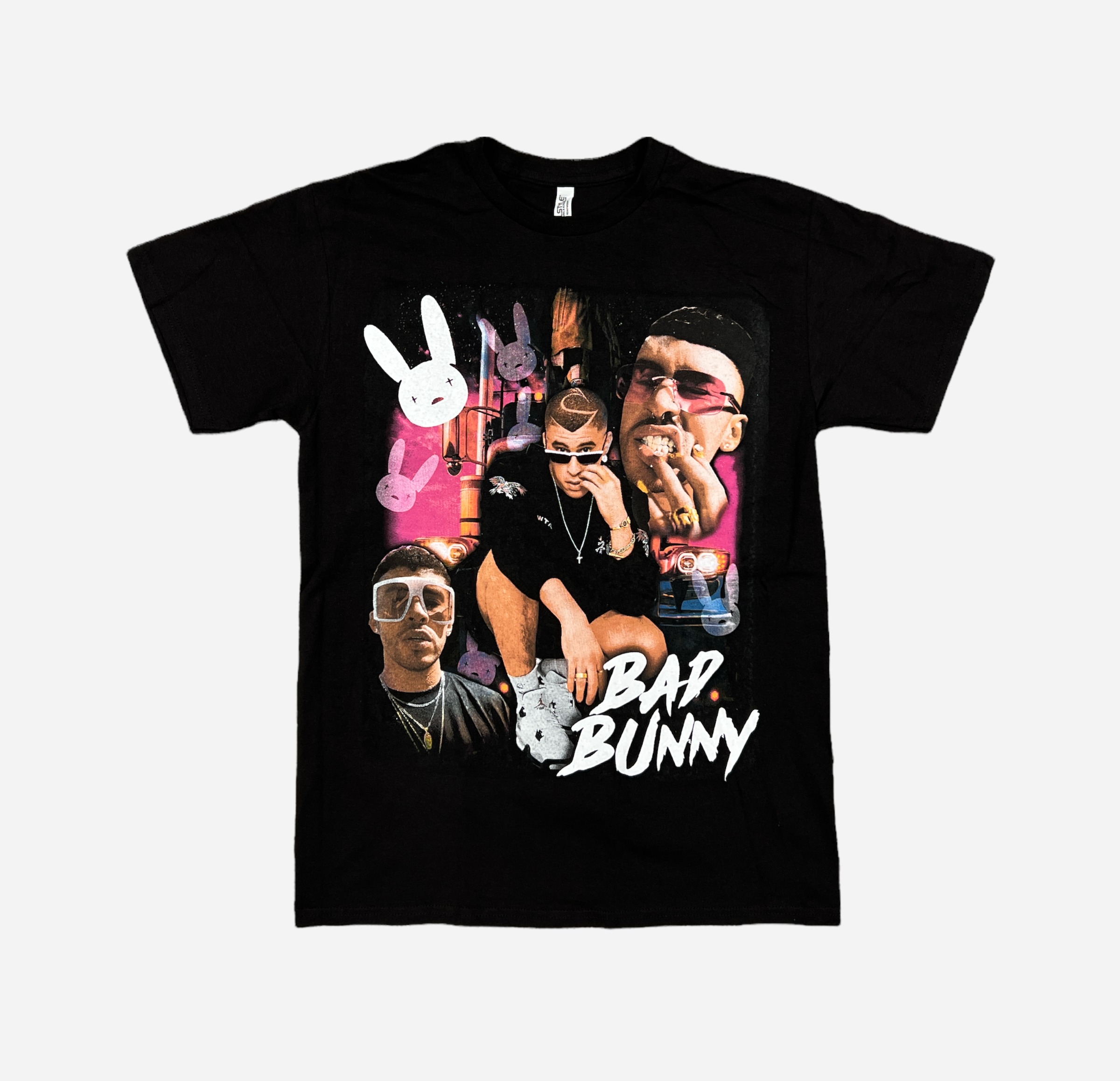 Bad Bunny Pink Unisex Black Graphic T-Shirt