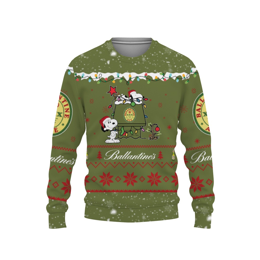 Ballantine Ale Beers American Whiskey Beers Merry Christmas, Snoopy House Cute Fan Gift-3D Sweatshirt