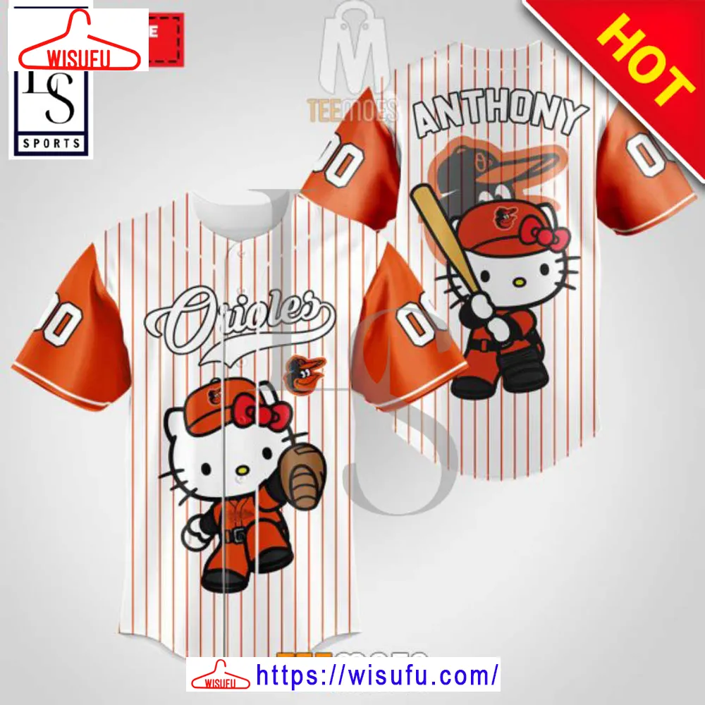 Baltimore Orioles Hello Kitty Personalized Baseball Jersey, New Fashion Gifts