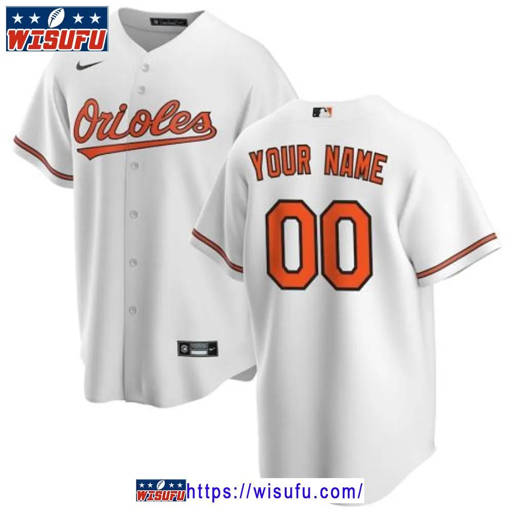 Baltimore Orioles Home Custom Men Jersey - White