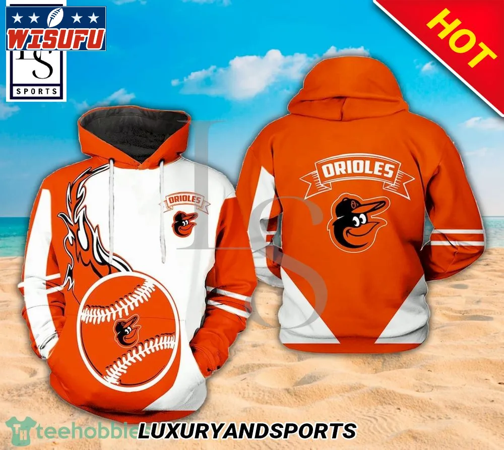 Baltimore Orioles ML.B Ball Symbol All Over Print 3d Hoodie