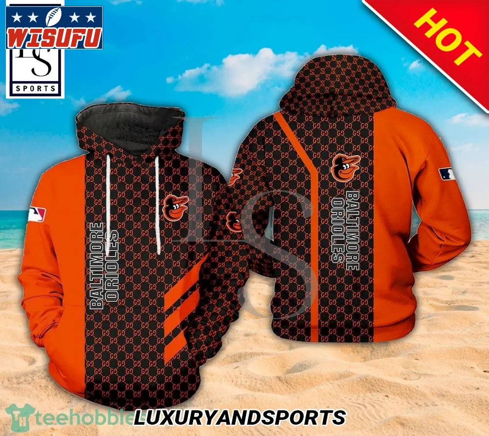 Baltimore Orioles ML.B Logo And Net Pattern All Over Print 3d Hoodie