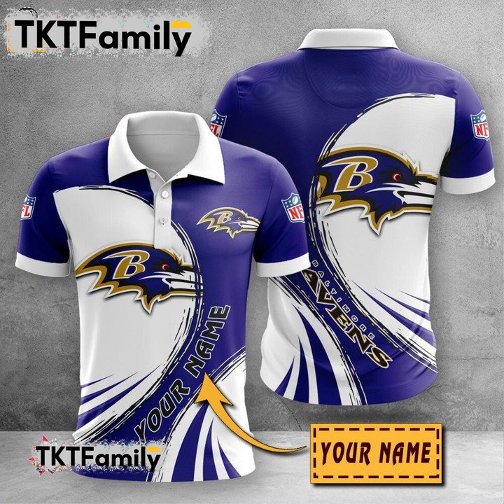 Baltimore Ravens Custom Name 3D Polo Shirt TKT Familys