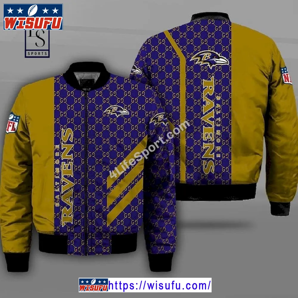 Baltimore Ravens Gucc.i Design NF.L Bomber Jacket