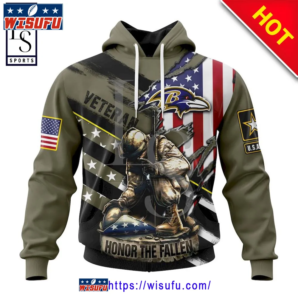 Baltimore Ravens Honor Veterans Soldier NF.L Personalized Hoodie