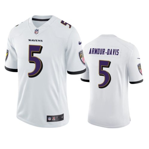 Baltimore Ravens Jalyn Armour-Davis 5 White Vapor Jersey