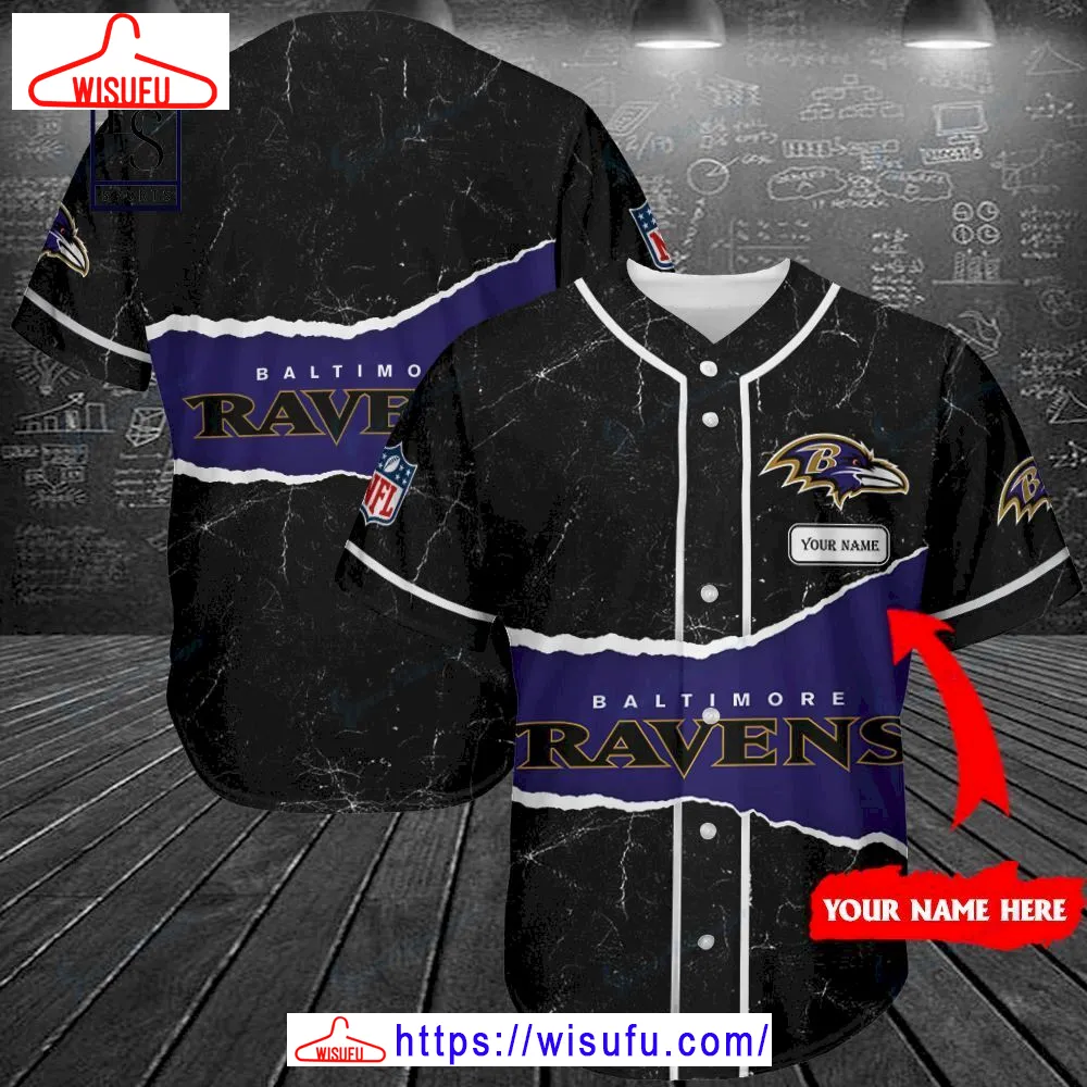 Baltimore Ravens Personalized Name Baseball Jersey, New Fashion Gifts