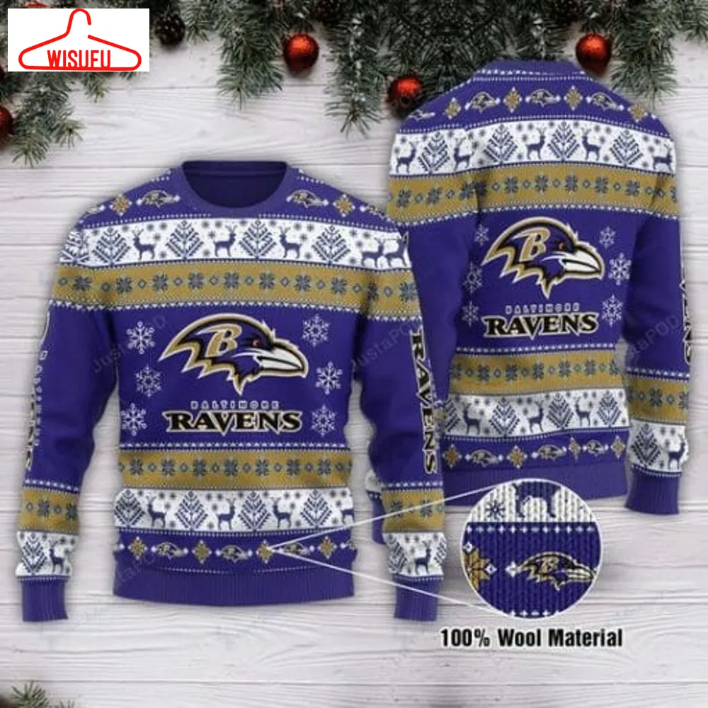 Baltimore Ravens Purple Gold Nfl Ugly Christmas Sweater