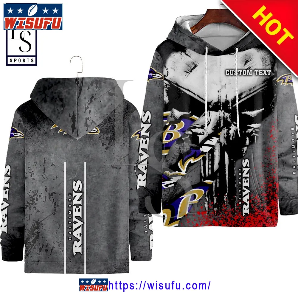 Baltimore Ravens The Punisher Custom Name Hoodie