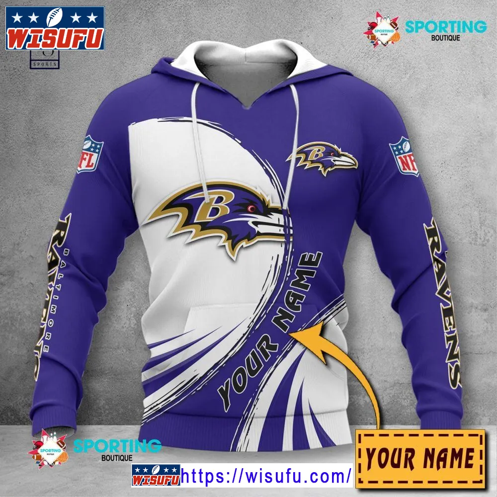 Baltimore Ravens Vintag.e Custom Name NF.L Hoodie