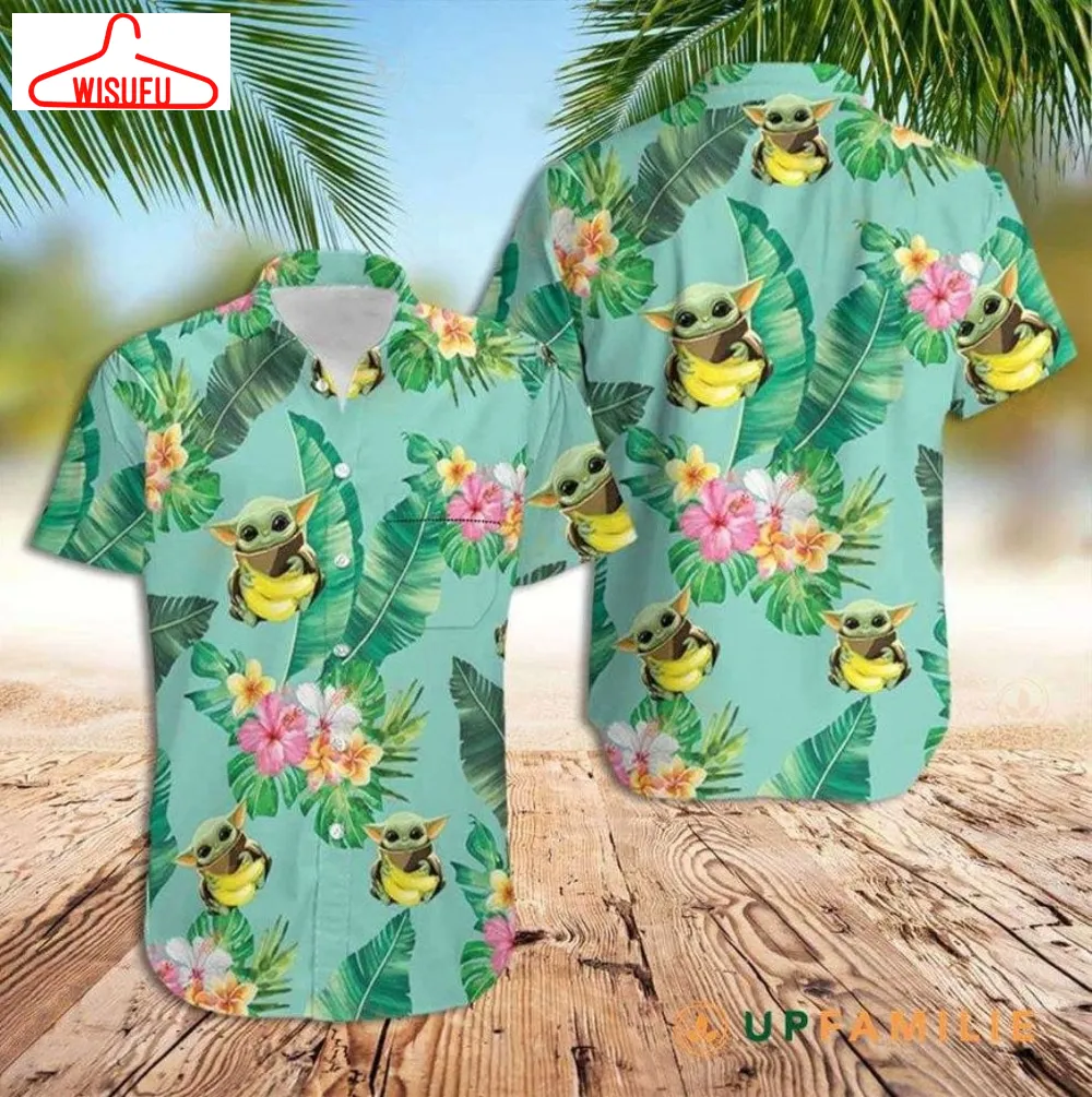 Banana Hawaiian Shirt Baby Yoda Hugging Bananas Hawaiian Shirt Baby Yoda Hawaii Shirt Disney Trip Shirt Star Wars Yoda Shirt Full Size