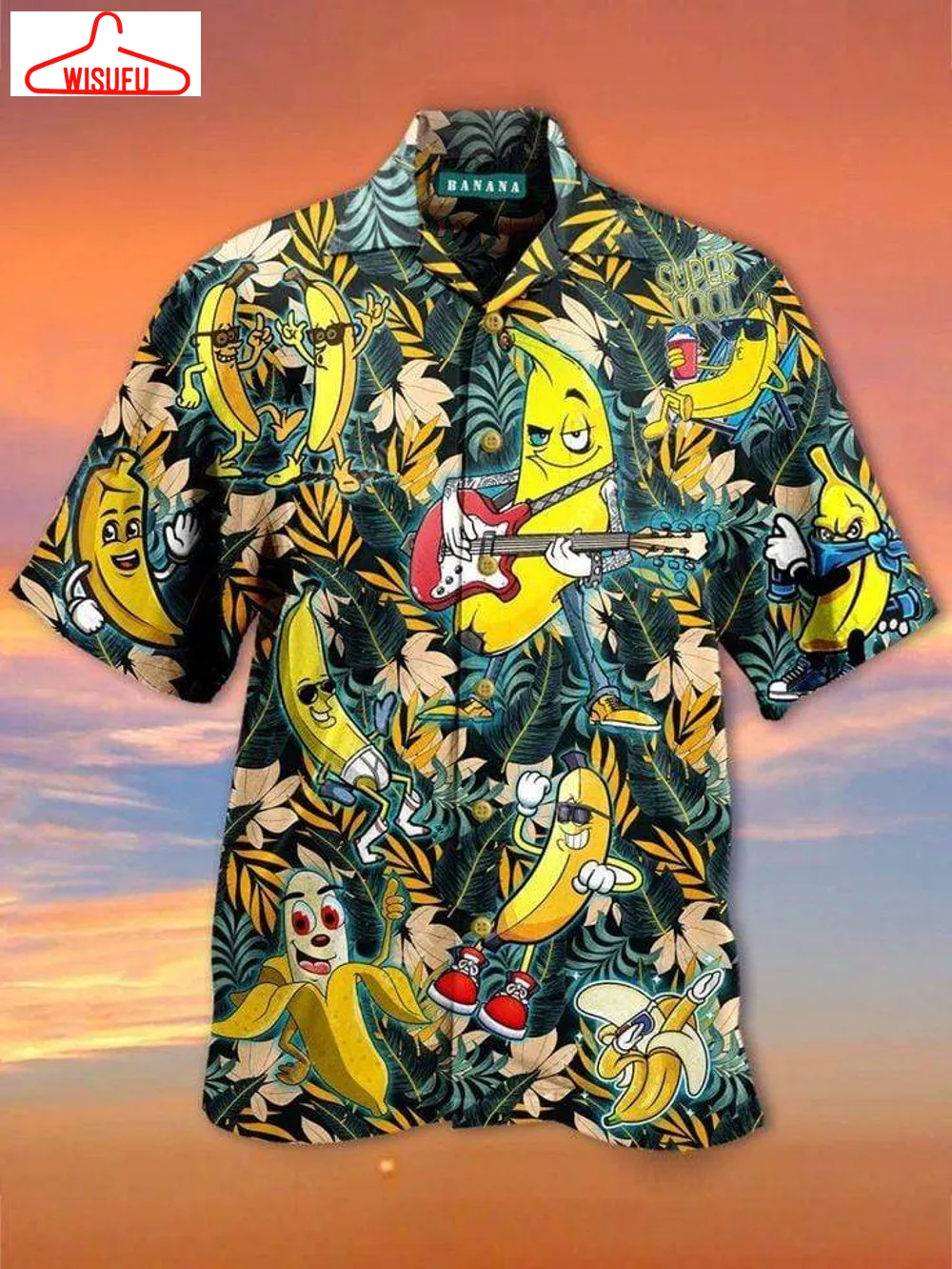 Bananas Play Guitar Hawaiian Aloha Shirts For Music Lovers #dh, New Fashion Gifts