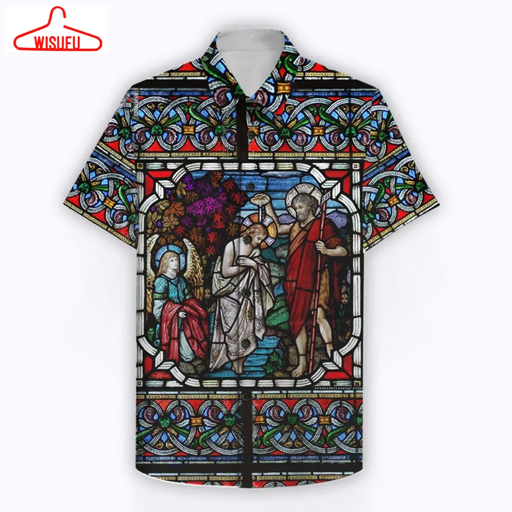 Baptism Of The Lord Stained Glass Hawaiian Shirt Rl-g011g, New Hawaiian Holiday Outfits, New Fashion Gifts