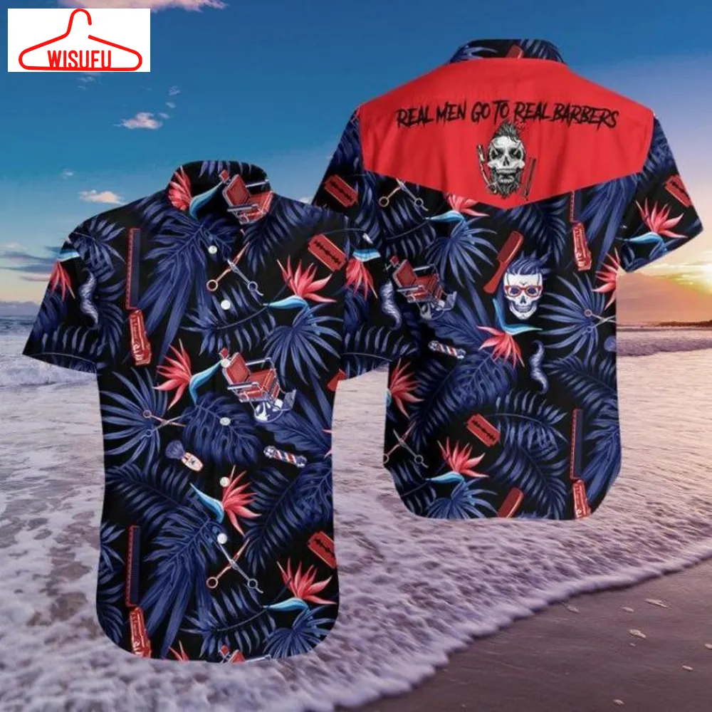 Barber Skull Real Men Go To Real Barbers Hawaiian Shirt