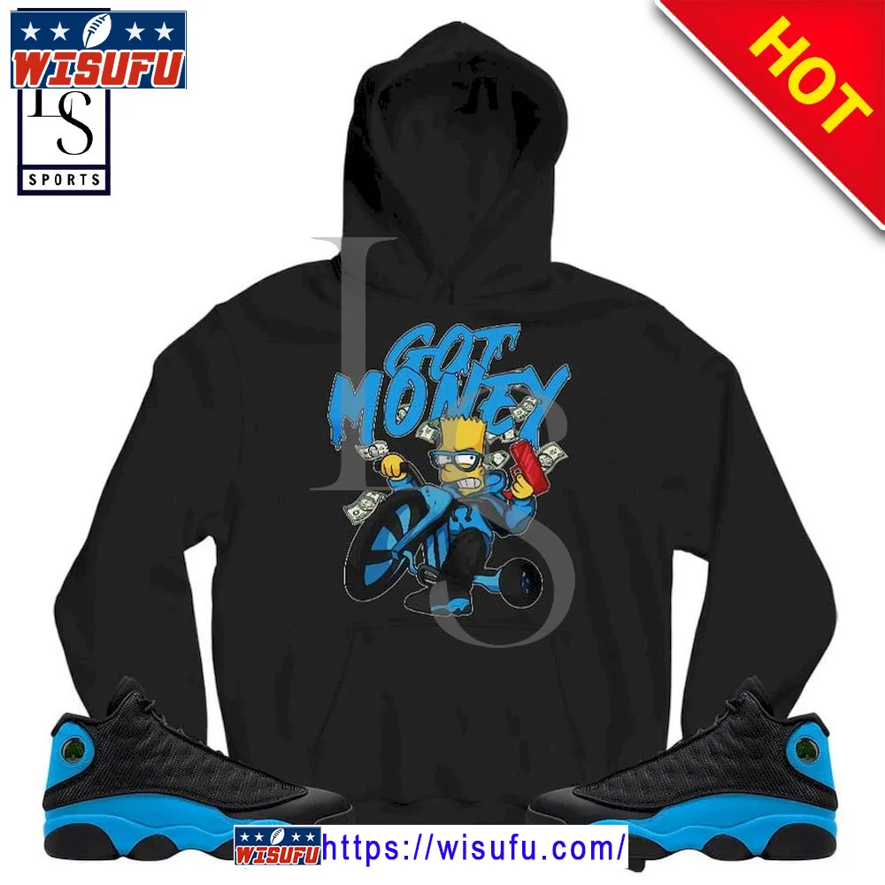 Bart Got Money Sneaker Match Black University Blue Hoodie