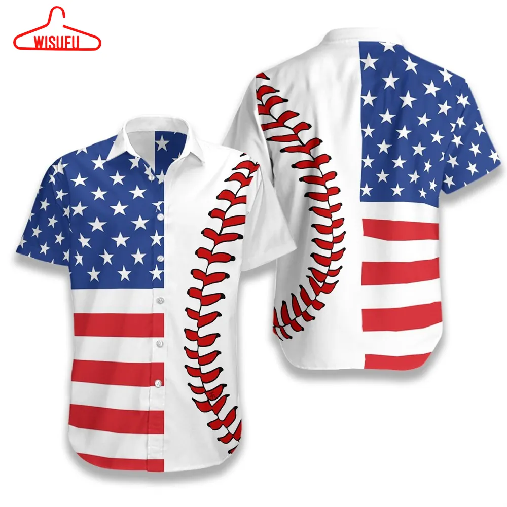 Baseball American Flag Ez16 1308 Hawaiian Shirt, New Hawaiian Holiday Outfits, New Fashion Gifts