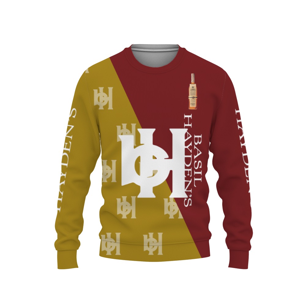 Basil Hayden's Whiskey Beers And Whiskey Pattern Logo-3D Sweatshirt