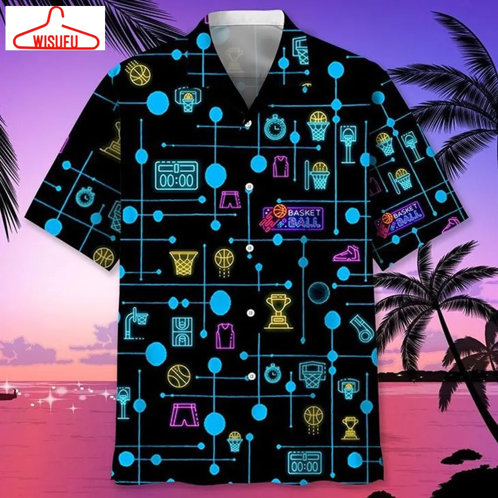 Basketball Set Neon Hawaiian Shirt