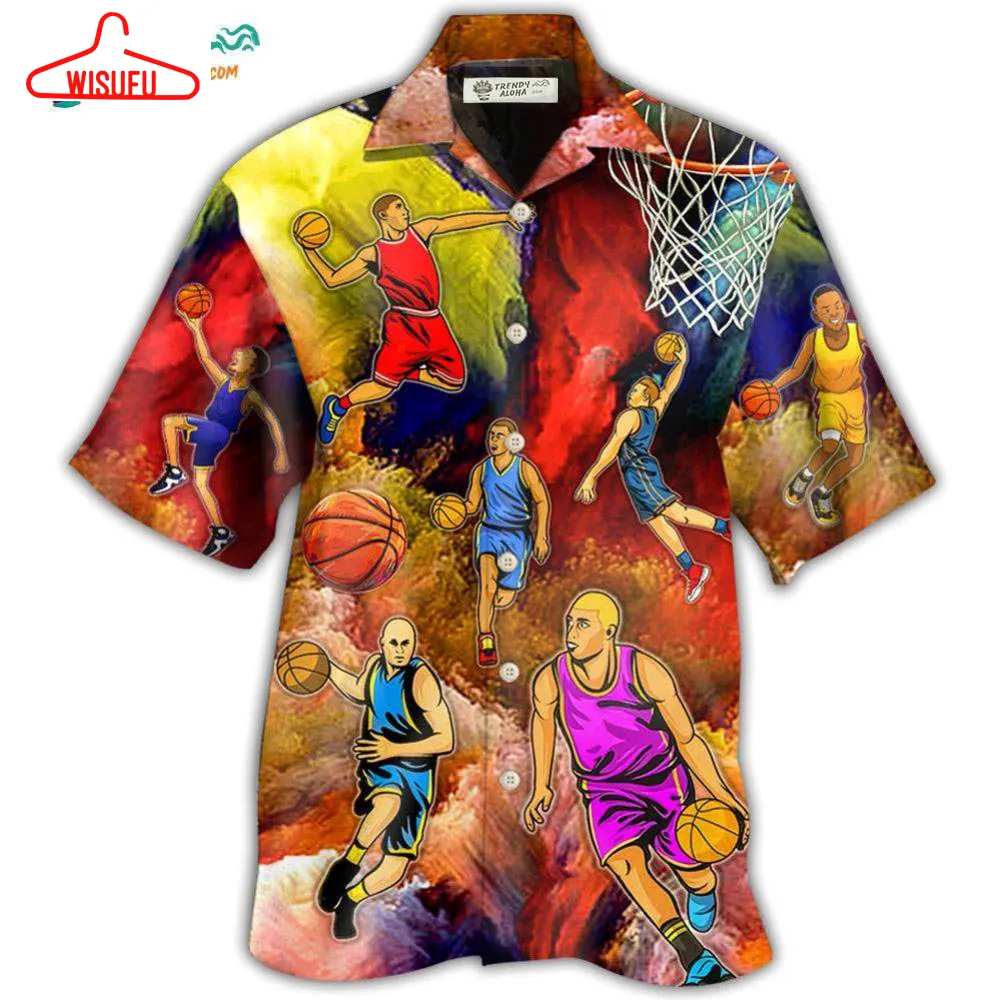 Basketball Style Colorful Hawaiian Shirt- Wisufu Aloha