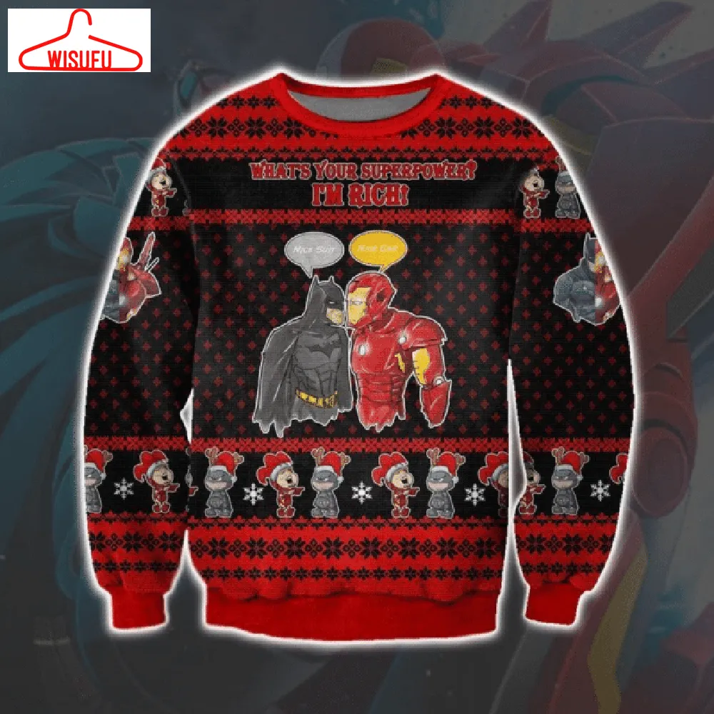 Batman And Iron Man Marvel X Dc Ugly Sweater Gifts, Marvel Gift Fan Ugly Sweater