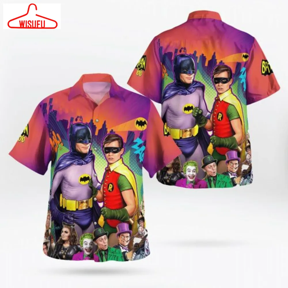 Batman Robin Dc Comics Hawaiian Graphic Print Short Sleeve Hawaiian Casual Shirt, New Fashion Gifts