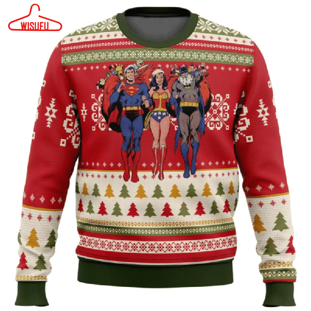 Batman Superman Wonder Woman Ugly Sweater Gifts, Batman Dc Gift Fan Ugly Sweater