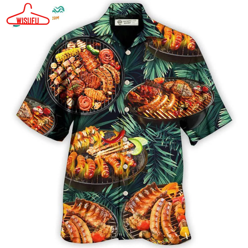 Bbq Grilled Tropical Leaf Style Hawaiian Shirt- Wisufu Aloha