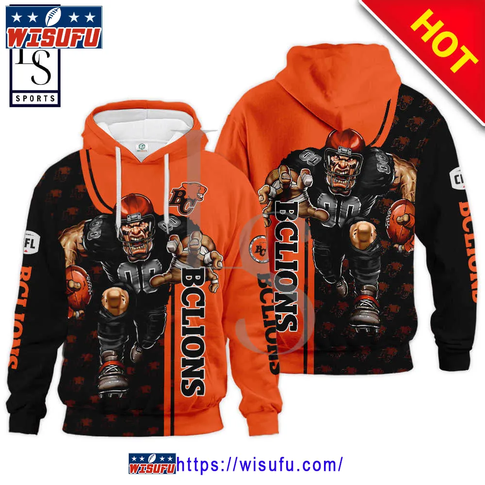 Bc Lions Logo Cfl Black Orange Hoodie