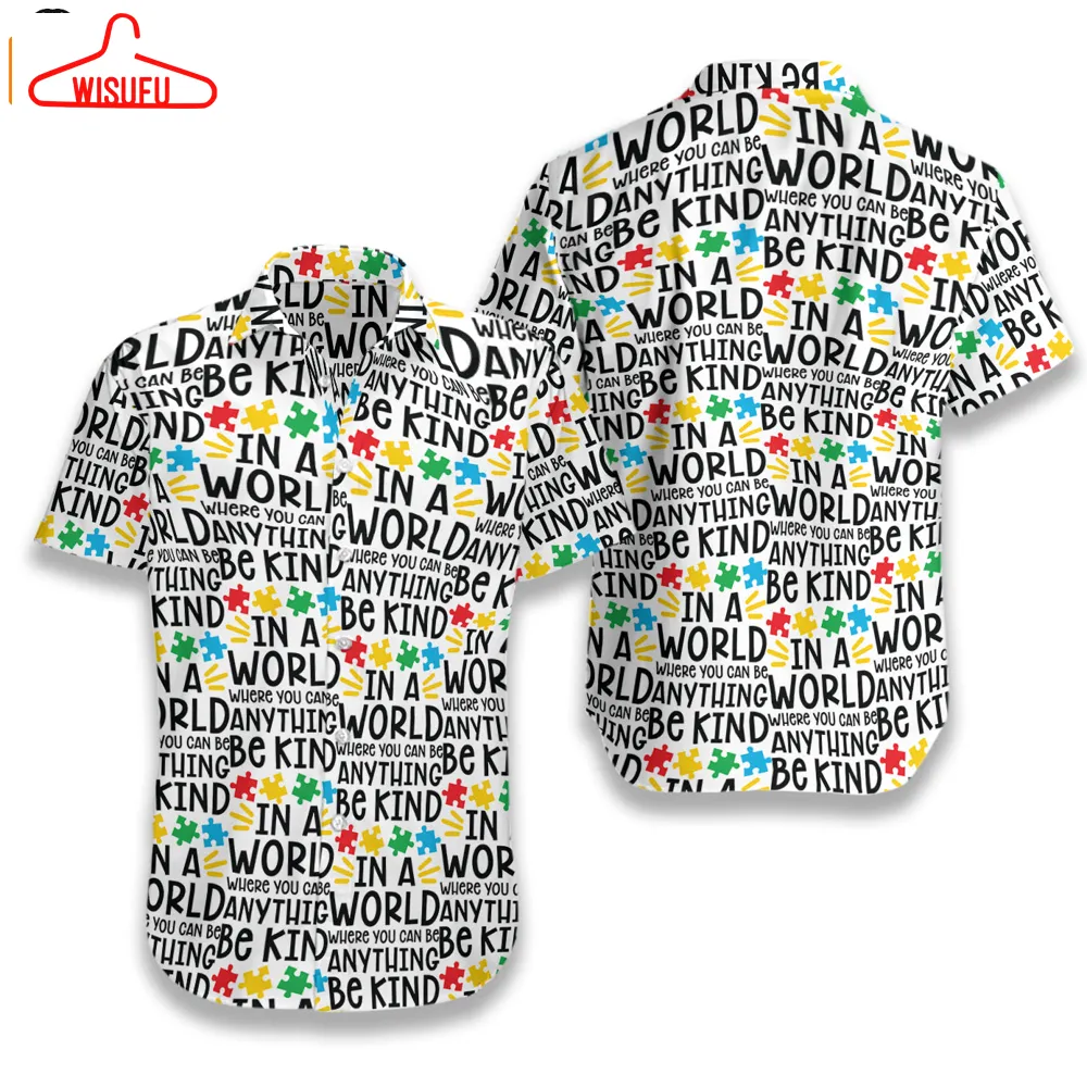 Be Kind Autism Multicolor Puzzle White Hawaiian Shirt, New Fashion Gifts