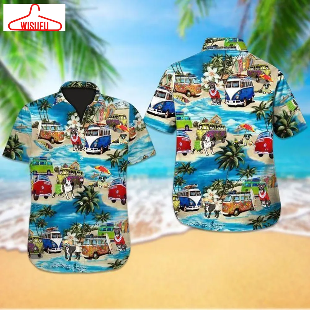 Beach Hawaii Pitbull Dog For Man And Woman Print Short Sleeve Hawaiian Shirt Y97, New Hawaiian Holiday Outfits, New Fashion Gifts