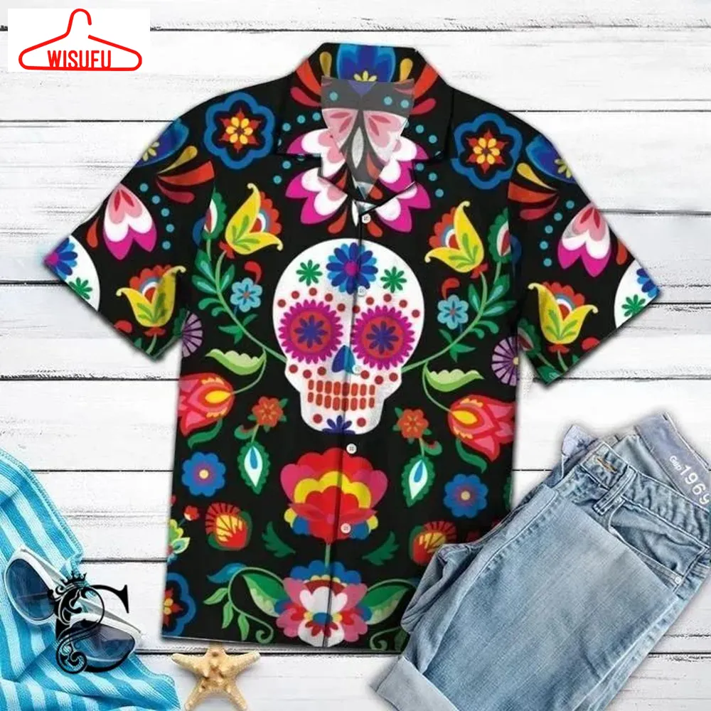 Beach Shirt Buy Amazing Sugar Skull Hawaiian Shirt- Chillicothemall, New Hawaiian Holiday Outfits, New Fashion Gifts