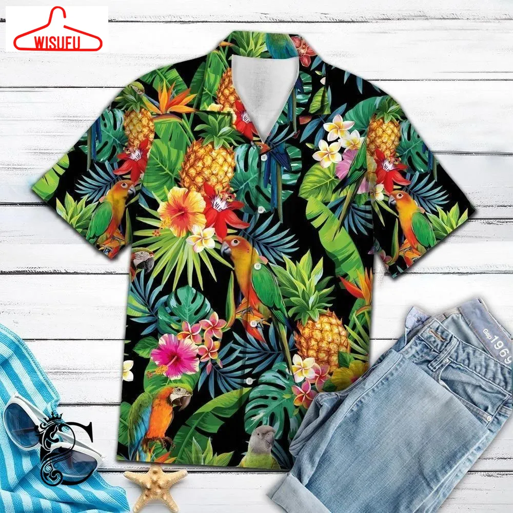 Beach Shirt Buy Hiding Parrot Hawaiian Shirt- Chillicothemall, New Hawaiian Holiday Outfits, New Fashion Gifts