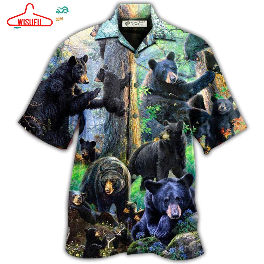 Bear Black Bear Family Into Spring Hawaiian Shirt- Wisufu Aloha