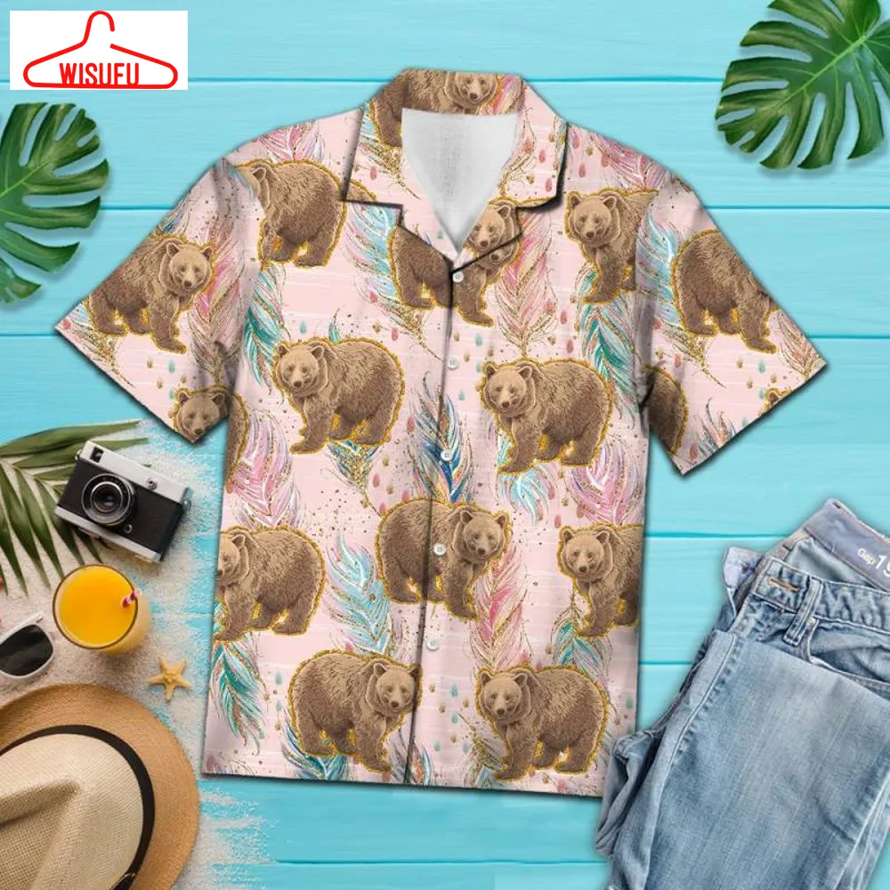 Bear Boho Feather H5804 - Hawaiian Shirt, New Hawaiian Holiday Outfits, New Fashion Gifts