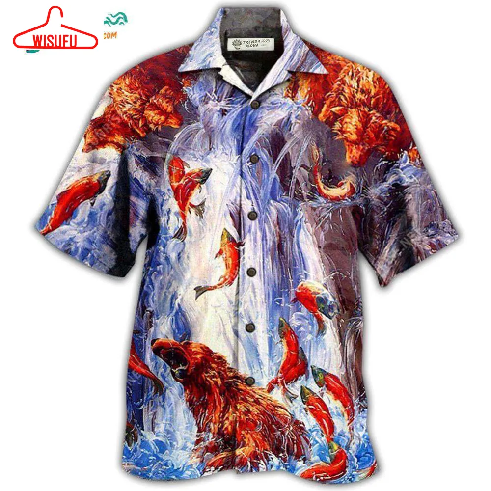 Bear Fighting And Dancing In Waterfall Hawaiian Shirt- Wisufu Aloha