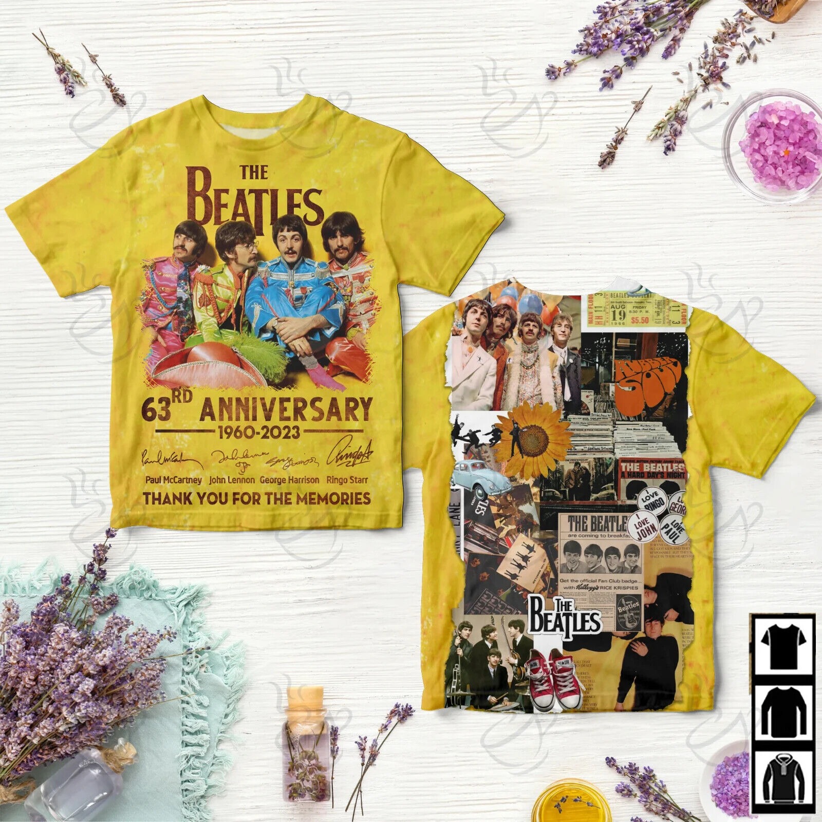 Beatlemania Rock Band The Beatles Anniversary T-shirt, S-5XL Size, Music Lovers