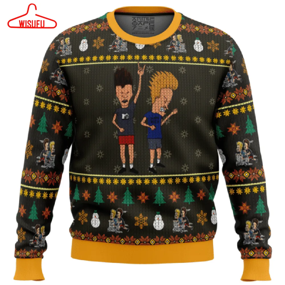 Beavis And Butthead Rock On Ugly Sweater Gifts, Beavis And Butthead Rock On Gift Fan Ugly Sweater