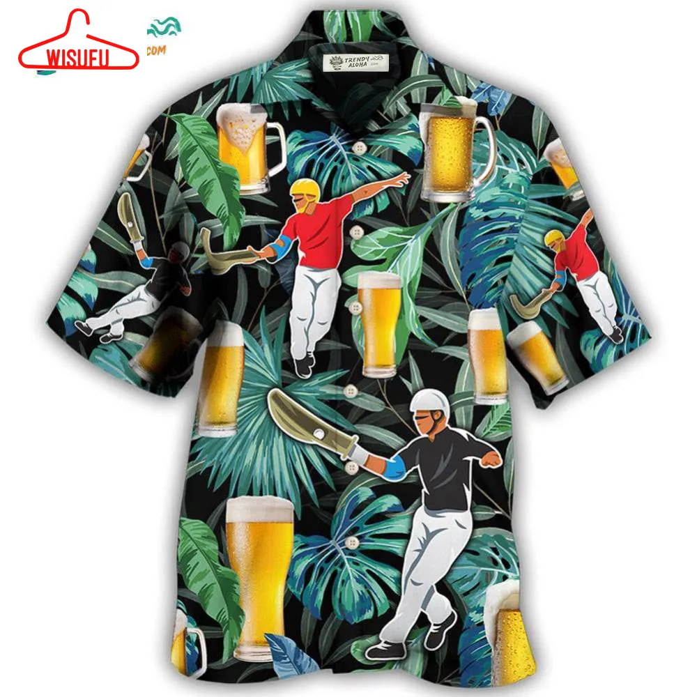 Beer And Jai Alai Tropical Pattern Hawaiian Shirt- Wisufu Aloha