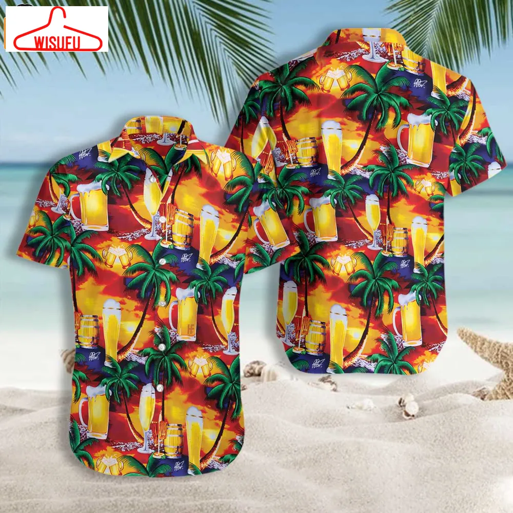 Beer In Paradise Palm Tree Hawaiian Shirt, New Fashion Gifts