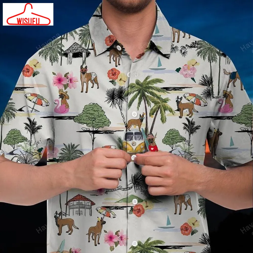 Belgian Malinois Hawaiian Shirt Hawaii Beach Retro, New Hawaiian Holiday Outfits, New Fashion Gifts