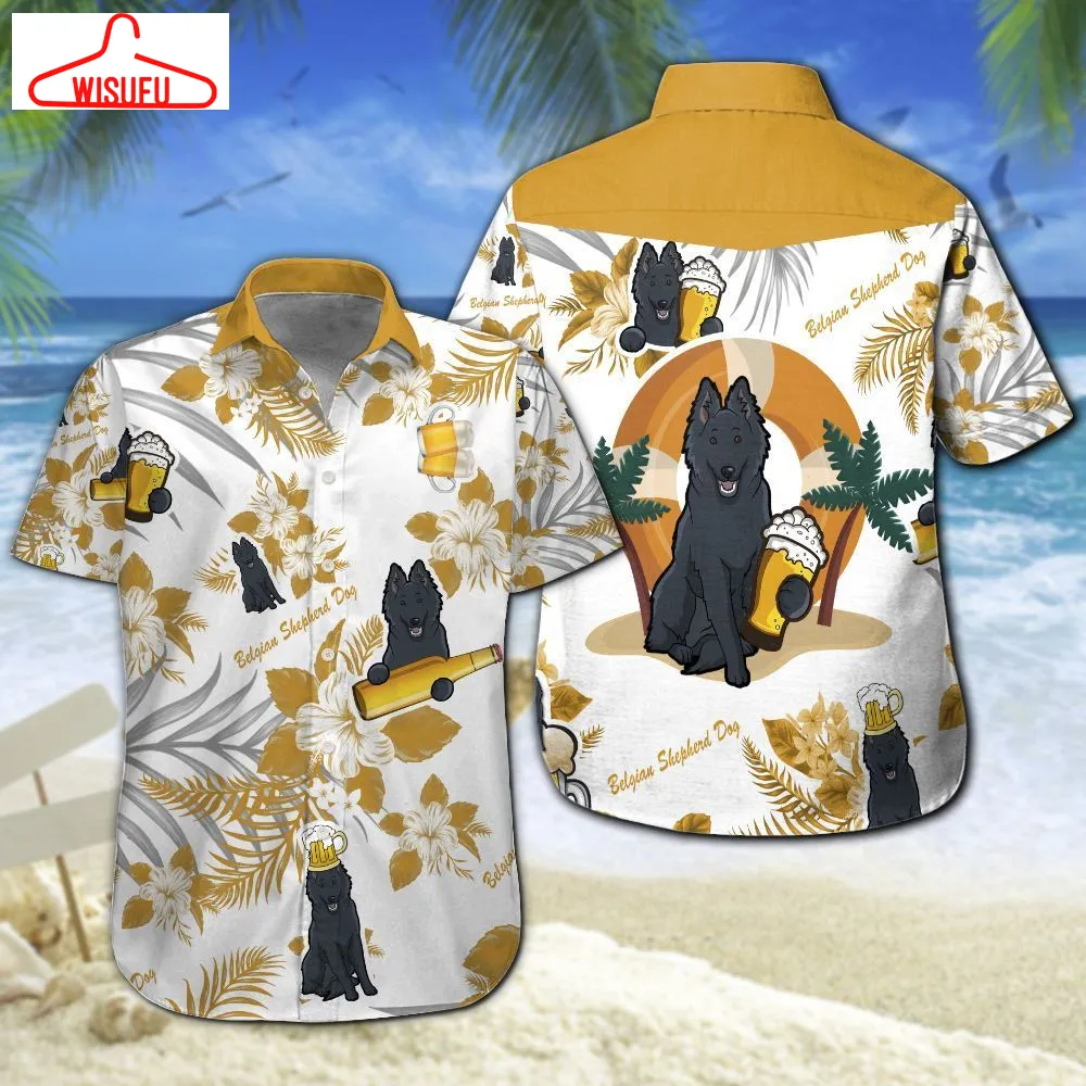 Belgian Shepherd Dog Beer Hawaiian Shirt Summer Button Up For Men, Women, Couple, New Hawaiian Holiday Outfits, New Fashion Gifts