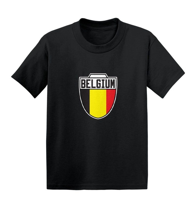 Belgium Soccer Crest Kid's T-Shirt - Country Pride Proud Heritage Nationality Compete World Competition Represent Futbol Sports