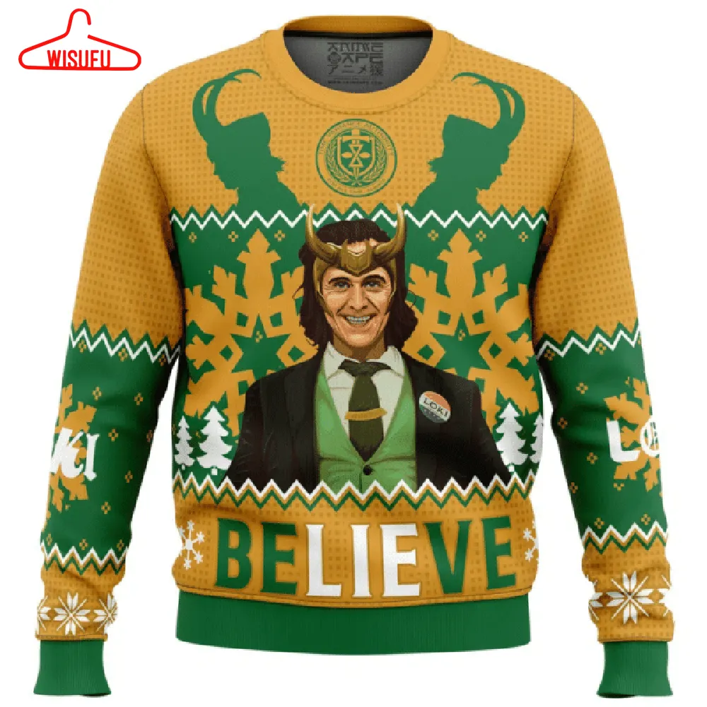 Believe Loki Marvel Ugly Sweater Gifts, Believe Loki Marvel Gift Fan Ugly Sweater