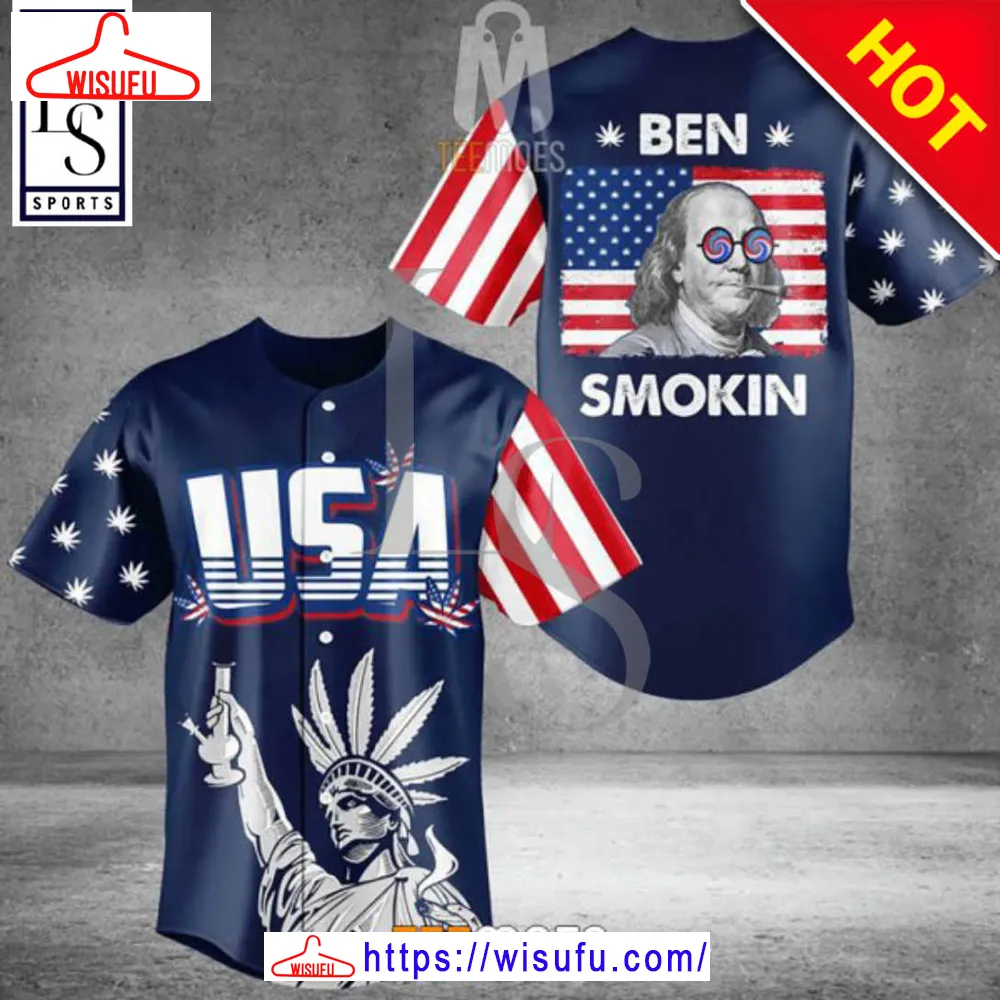 Ben Smokin Usa Cannabis Baseball Jersey, New Fashion Gifts